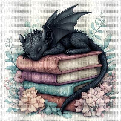 ZUOANLF 1 Set [11.8*11.8in/15.7*15.7in] No Frame 11CT/14CT Printed Fabric Cross Stitch DIY Kit, Sleeping Little Black Dragon Pattern, Suitable For Adult Beginners Relaxing DIY Embroidery Set, Includes Printed Cloth, Needles, Threads, Charts And Instructions. Handicraft Home Wall Decor Gift