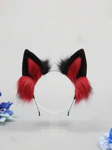 Fluffy Plush Faux Animal Ear Headband, Cute Anime Cosplay Wolf, Lynx, Bobcat Ears Hair Accessory