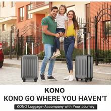 Maleta de mano rígida Kono de 20 pulgadas con ruedas giratorias, maleta de cabina rodante ligera para viajes en avión (Negro Marrón, para 1-3 días de viaje) - Gris - Ver 7