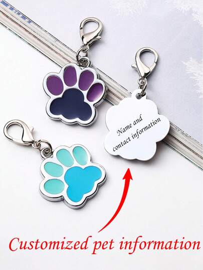 1pc Personalized Engraved Pet Tag, Metal Dog ID Tags For Dog Collar, Anti-Lost Pet Identity Plate For Dogs & Cats