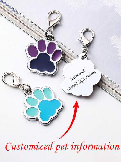 1 pieza Placa de identificación de mascota grabada personalizada, Chapas de identificación de metal para collares de perro, Placa de identidad antiperdi da para perros y gatos