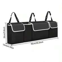 Sac de rangement pour le coffre de voiture, avec 4 poches, organisateur multifonctionnel pour le coffre, sac de rangement pour la banquette arrière avec 3 sangles réglables