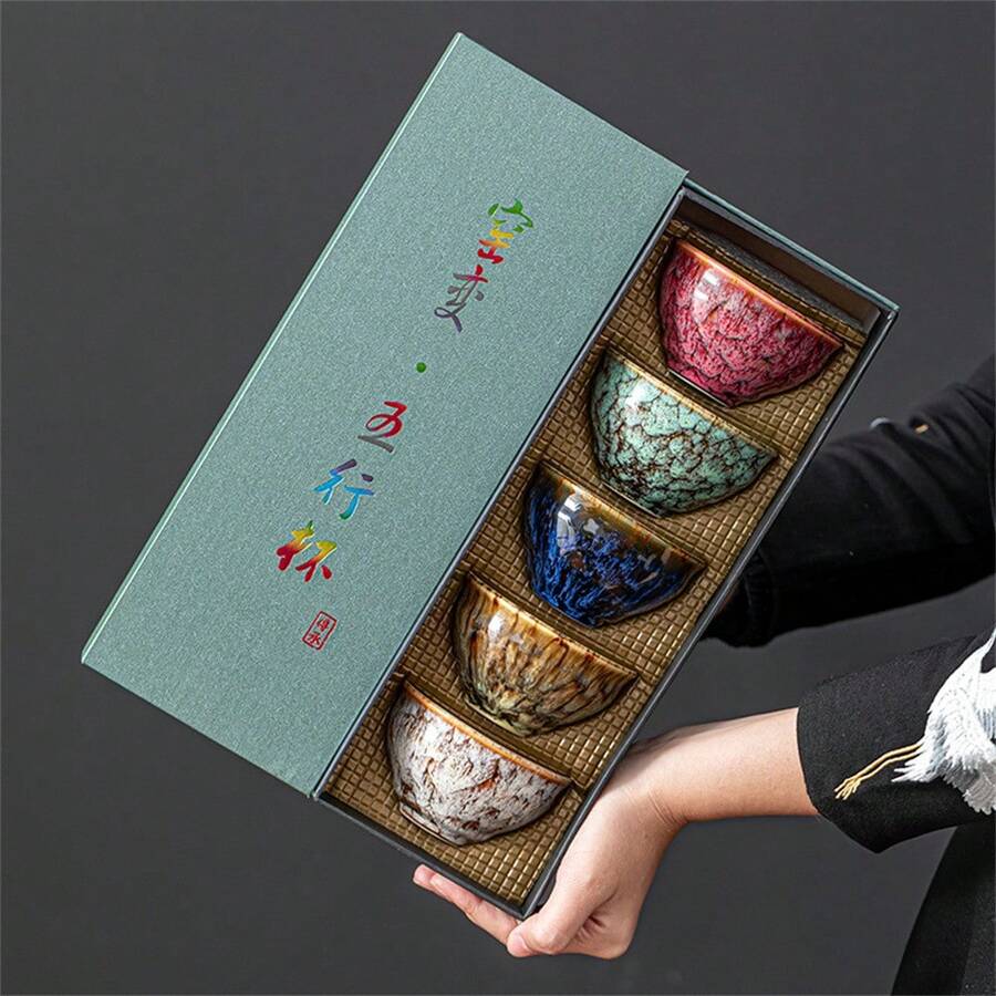 Chinese Tea Cups, Gongfu Tea Cup Set Made Of Ceramic, 120 Ml, Set Of 5, 5 Colors - Nhiều màu - Xem 1