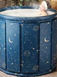 1pc Foldable Full Body Adult Bathtub, Home Use Portable Soaking Tub, Compact Design For Small Space, Convenient Shower And Foot Bath, No Electricity Needed, Bathroom And Outdoor Bathing Solution Back To School