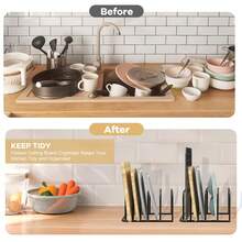 Giá để ráo thớt nhỏ, thích hợp cho thớt, khay nướng, khay bánh quy và giá làm nguội bánh / Hộp đựng khay nướng chất lượng cao để bàn và trong tủ bếp, giúp tiết kiệm không gian. - màu đen - Xem 3