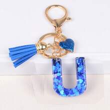 Boho 1pc Tassel Heart Initial Keychain, Glitter Love Key Chain For Purse/Backpack/Car Key, Charm Earphone Case Accessory, Valentine's Day For Women/Girls/Female Car Accessories Bag Charm Backpack For School Cute Goth Y2k Halloween Accessories Teachers Day Christmas Gift Ideas Bag Accessories Lanyards With Id Holder Car Accessories Bag Charms
