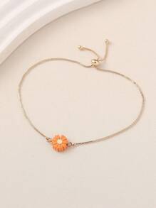 1pc Fashionable Adjustable Copper Daisy Bracelet, Versatile Accessory For Ladies, Suitable For Gift, Commute, Casual, Travel, Party, Daily Wear, Spring/Summer