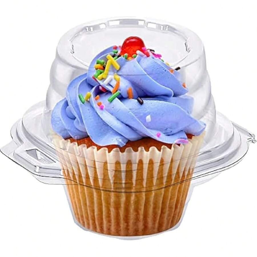 Cupcake Boxes Individual Cupcake Containers, 50 Packs Regular Single Cupcake Holder High Topping For Muffins, Thicker Stackable Plastic Cupcake Carrier For Party (50 Pack) - GÓI 100 - Xem 1