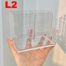 1 pieza Soporte transparente para brochas de maquillaje, organizador de tocador transparente de escritorio para lápices de cejas, productos para el cuidado de la piel, almacenamiento compacto de cosméticos para el baño y el dormitorio