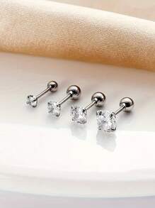 Set de 8 piezas de aretes de acero inoxidable con diseño minimalista hipoalergénico de 4 puntas y bola redonda retorcida, regalos de joyería de moda para ella