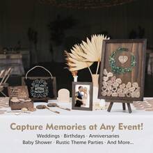2025Hot SaleAodaer Wedding Guest Book Drop Top Frame Heart Drop Wood Guest Book With Stand 122 Wooden Hearts Pens Box Blackboard Rustic Wedding Decorations Reception Shower, Brown