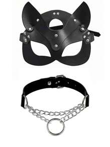 Juego de 2 piezas/1 pieza de mascarilla con cara de gato sexy y juguetona para mujer, ajustable, para uso diario, Halloween, Navidad y accesorios para fiestas