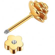 1 件优雅金色不锈钢玫瑰耳环 - 防过敏，适合女士日常通勤时佩戴的多功能耳环珠宝礼物 - 花 - 查看 15