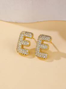 1 对泡泡首字母耳钉精致泡泡方晶锆石 26 个字母 A-Z 个性化名字耳钉情人节珠宝生日礼物适合女士和女孩 - 大號字母耳環 - 查看 16