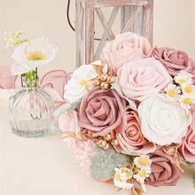 Bridal Bouquet, Elegant Artificial Flower Bouquet Fake Flowers Bouquet Wedding Supplies - 淺粉色 - 查看 4
