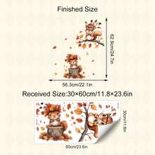 1 件儿童房墙贴 | 卡通树枝动物贴纸 | 俏皮松鼠狮子图案 | 可移除育儿室装饰 | 易撕粘贴卧室墙贴 - 彩色 - 查看 9