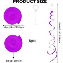 6件/12件/套 玫瑰金双尾螺旋吊坠，PVC材质，适用于婚礼、生日、周年纪念装饰，漩涡花朵装饰，活动装饰 - 彩色 - 查看 6