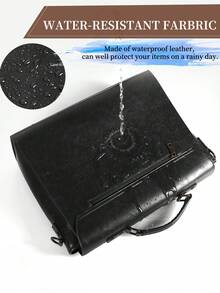Vintage Leather Messenger Bag For Men - 15.6 Inch Waterproof Laptop Briefcase - Large Satchel Shoulder Bag For Office, Travel & College | Fits Most 15.6" Laptops - 黑色 - 查看 7