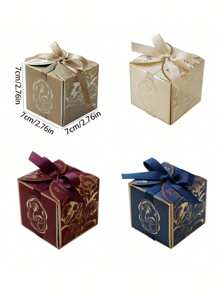 20个/5个/包 豪华金箔礼盒,派对回礼,婚礼装饰,带盖丝带纸方形礼盒,适用于婴儿派对、新娘派对、毕业典礼、单身派对,郁金香压花精致包装礼盒,高端婚礼仪式优雅礼盒,派对回礼盒 - 彩色 - 查看 6