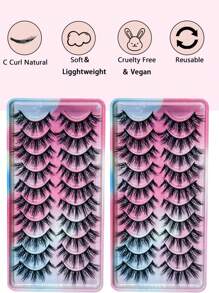10 pares de pestañas postizas naturales y esponjosas de visón 3D, set de maquillaje con extensión de pestañas de visón, pestañas cortas