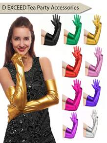 D EXCEED 1 Pair Women's Long Paint Gloves Opera Party Glove Costume Stretchy Adult Size Elbow Length Halloween Costume Cosplay Festival Decoration Gift Tea Party Prom Celebration