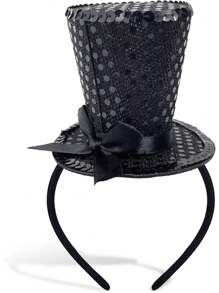 Mini Top Hat Headband Sequins Tea Party Headpiece Fascinator 1920s Gatsby Party Costume Accessory For Women Lady Gril ,Hair Accessories, Tiny Hats, Derby Hat , Mini Cap, School Stuff, Gifts, Wedding