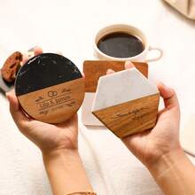 1PC Personalized Family Names Coaster, Custom Marble Wooden Coaster, Wedding Favors Bulk Engraved Coasters, Engagement/Wedding/Housewarming Gift