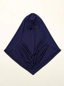 1 Stück einfarbige Frauenkopfbedeckung, modisch vielseitig bequemer Polyester Plissee Kopftuch, praktisches Kopftuch, Tudong, sofort lange Khimar Hijab, geeignet für den täglichen Gebrauch, alle Jahreszeiten