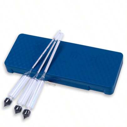 3pcs/Set 0-100% Hydrometer Wooden Box Plastic Box Tester Concentration Meter Vodka Whiskey Liquor Density Meter Set Alcohol Meter