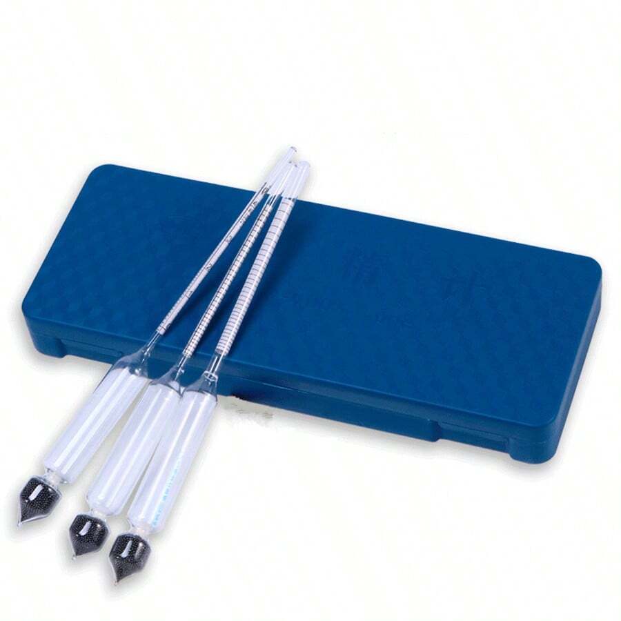 3pcs/Set 0-100% Hydrometer Wooden Box Plastic Box Tester Concentration Meter Vodka Whiskey Liquor Density Meter Set Alcohol Meter