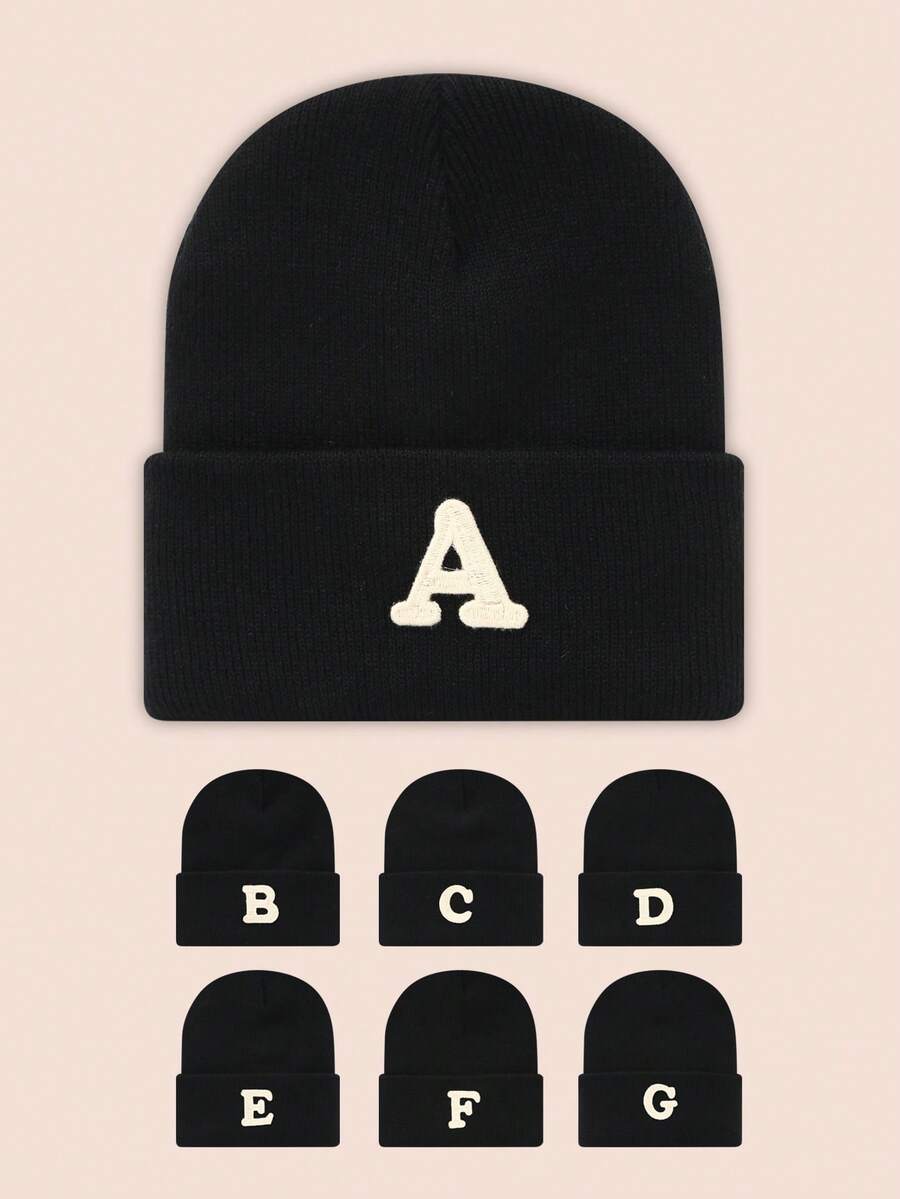 1pc Kids 26-Letter Knitted Hat, Warm Beanie For Boys And Girls, Suitable For Outdoor, Daily Wear In Autumn/Winter - Pink - View 1