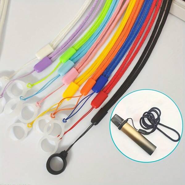 1 pièce Cordon pour cigarette électronique + anneau anti-perte, cordon universel pour cigarette électronique/stylo vape, cordon anti-perte à la mode pour cigarette électronique, long cordon coloré en nylon pour stylos, cordon multifonction, cordon licou coloré adapté aux cigarettes électroniques, stylos et petits objets cylindriques