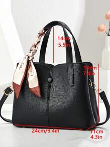 Conjunto de bolsas inclui bolsa feminina, bolsa de ombro da moda, mini bolsa quadrada de patchwork com lenço