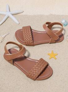 Ein Paar Kinder Sommer Mode gewebte Pantoffeln, geeignet für Jungen und Mädchen, flach für Strand, Heim-Reisen, ein Stil den alle Kinder mögen