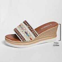 Women's Thick Sole Wedge Heel Vintage Beach Platform Sandals, Versatile For Outdoor,Casual & Comfortable