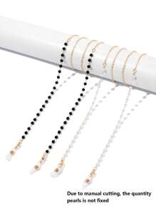 1/2 Stücke modische Kunstperlen Metallbrille-Kette für Frauen, Sonnenbrillenkette für Urlaub für Frauen und Mädchen, Lesebrillenkette, rutschfester Brillenhalter, Silikonbrillenhalter, Maskendekokette, ideale Wahl als Geschenk
