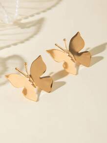 1 Pair Simple Elegant Drip-Oil Butterfly Jewelry Earrings, Suitable For Daily Wear And Gatherings/Parties, Versatile, Perfect Gift (Artificial Drip-Oil Color May Vary Slightly)