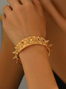 1 pièce Bracelet manchette style punk avec rivets et pointes, bracelet bangle unisexe avec rivets dorés, pour un port quotidien, les fêtes, les festivals de musique