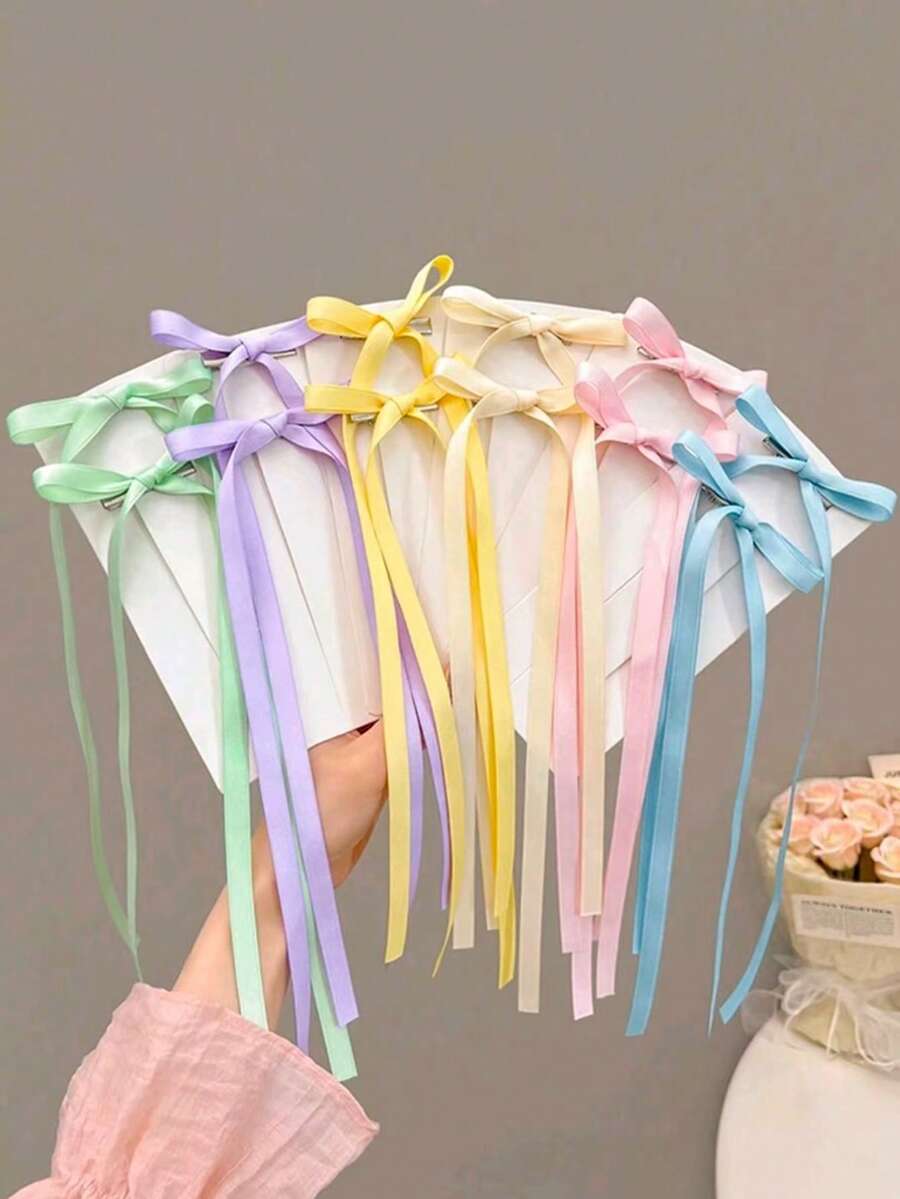 12 buc panglică decorativă mini fundă agrafe de păr, agrafă laterală cu bentiță franceză pentru femei cu codițe accesorii de păr (fără felicitare), agrafă de păr, accesorii pentru cap - Multicolor - Vizualizare 1