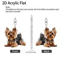 1pc 2D Flat Charming Yorkshire Terrier Acrylic Keychain - Double-Sided Design, Suitable For Backpack And Keys - Ideal Gift For Dog Lovers, Friends, Birthday And Party