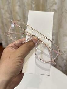 1pc Men's Casual Vintage Square Aviator Black Rimless Sunglasses, Suitable For Daily Wear And Street Photography