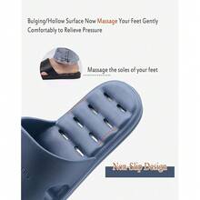 New-  Women's Shower Slipper, Quick Rying Non-Slip Slippers, Bathroom Hou & Pool San, In-Oor Slipper For Gym, Soft Sole, Beige, Size S, M, L, XL - 藏蓝色 - 查看 6