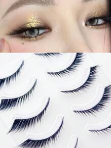 Natural Look Fake Eyelashes False Eye Lashes DailyStrip Cross Clear Band Wholesale Lashes InvisibleThin Band Cute Lash For Wedding Daily Work EyeMakeup 5 Pairs