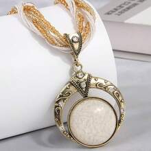 1 件波西米亚绿色手工编织吊坠项链复古女士节日派对配饰礼物 - 吊墜項鍊 - 查看 6