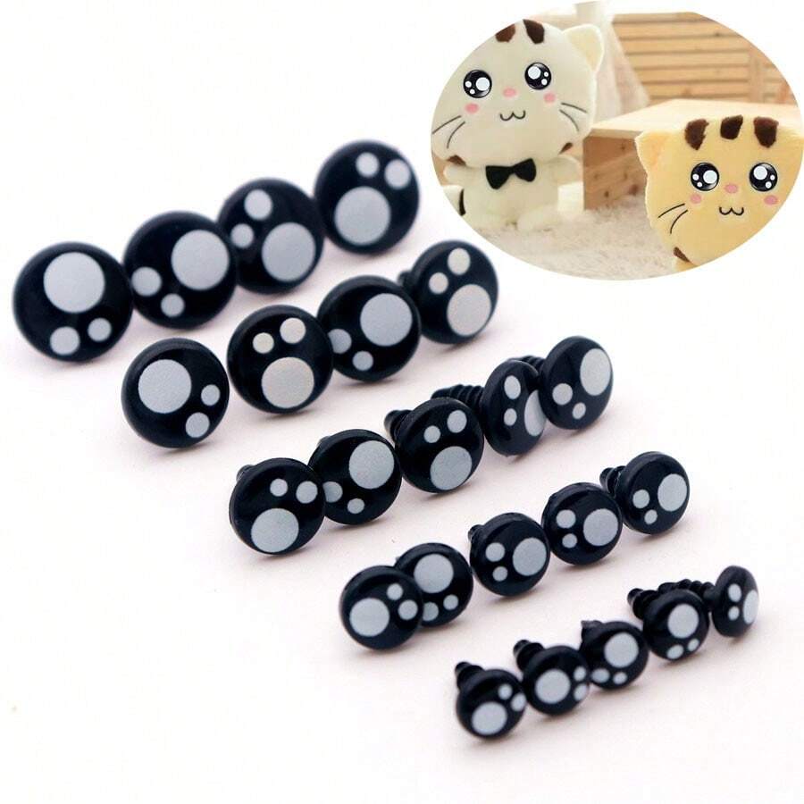 50 chiếc mắt Amigurumi kèm vòng đệm mắt móc màu đen 8mm 10mm 12mm14mm 16mm dùng để làm búp bê DIY móc động vật phụ kiện may vá - màu đen - Xem 1