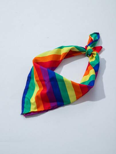1 pieza Pañuelo elegante a rayas arcoíris, adecuado para uso diario y accesorios de moda del Mes del Orgullo, Bandas para el cabello de mujer, Diadema de verano