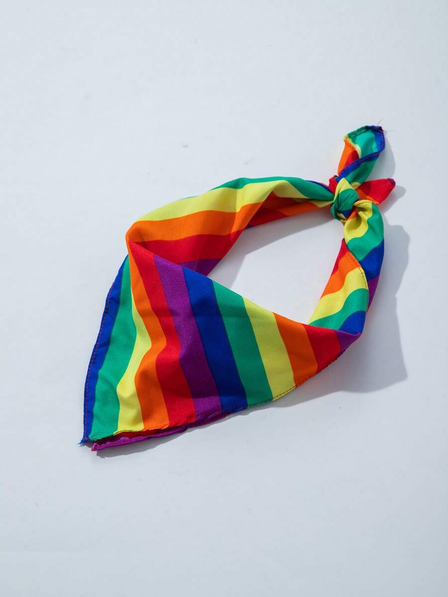 1条彩虹条纹优雅头巾，适合日常佩戴和骄傲月时尚发饰，女士发带，夏季头巾，假日旅行必备。 - 彩色 - 查看 1