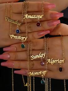 1pc Personalized Custom Necklace - Mom's Birthday Gift Golden Mom Bracelet With Birthstone Birthday Gift Women's Exquisite Birthstone Bracelet Jewelry Mom Gift Mother's Gift New Mom Gift