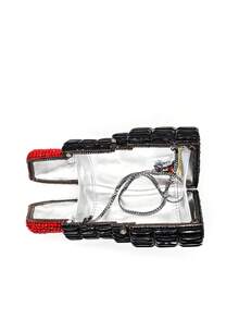 女士奢华水钻口红手拿包钱包水晶新款时尚新颖女式晚宴包派对晚宴手提包和钱包 - 黑色 - 查看 9