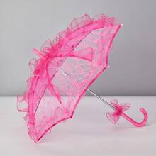 2 Stücke Hochzeits-Braut-Dekorations-Set: Spitzen-Regenschirm & Spitzen-Fächer Set, Vintage europäischer Stil Braut-Hochzeitsregenschirm, Outdoor-Hochzeitsdekoration Sonnenschirm & Fächer, perfektes Geschenk